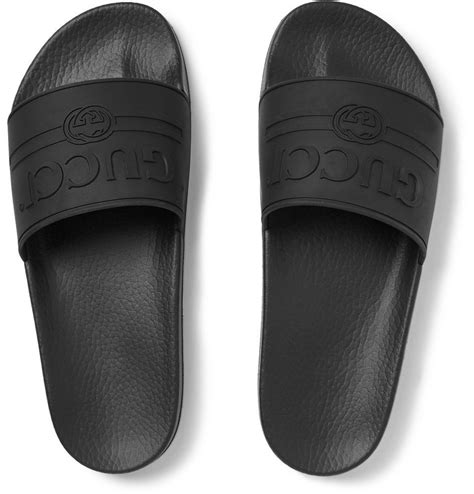 black gucci slides on feet|black gucci slides nordstrom.